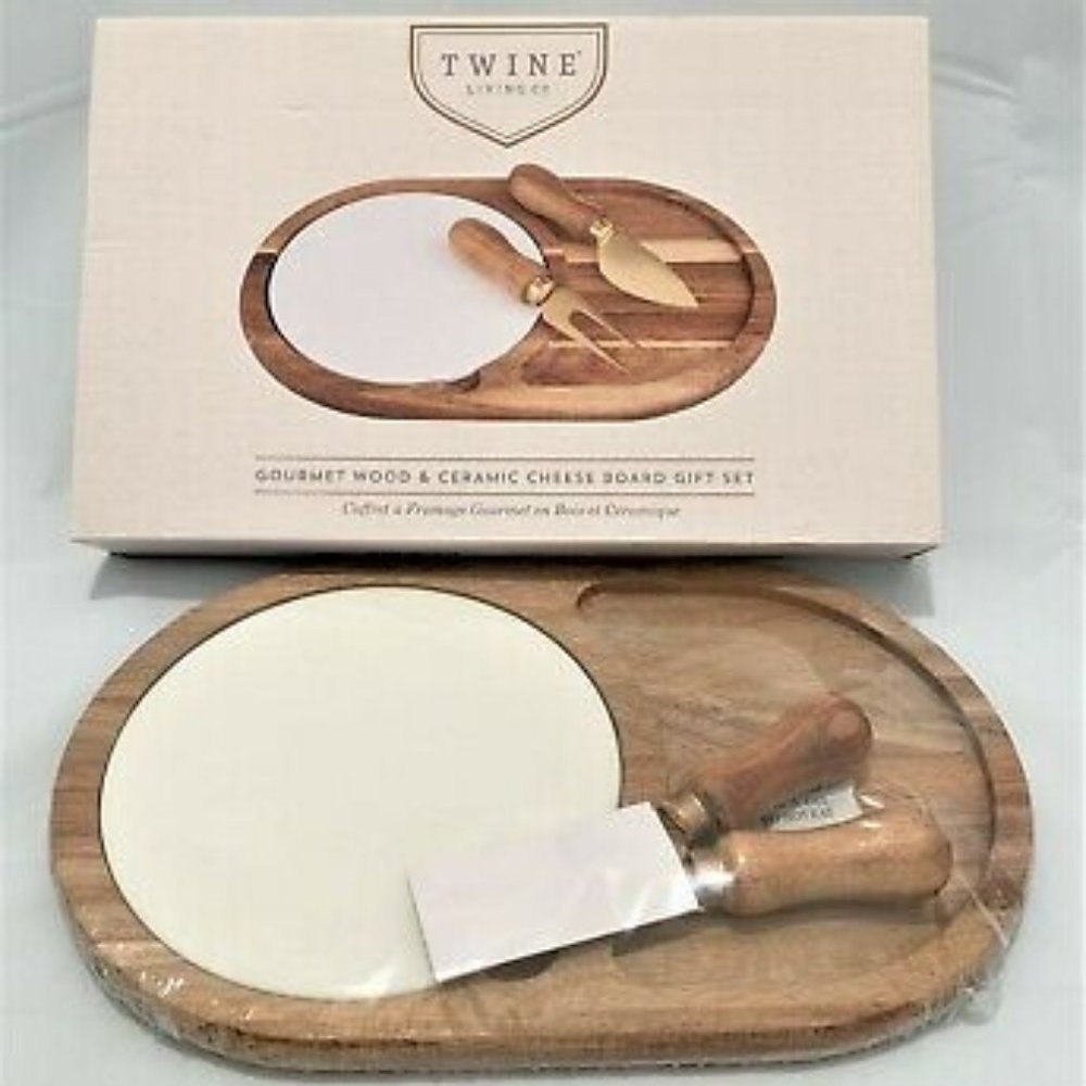 Twine Wood Cheese Board with Plate